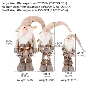 Christmas telescopic gnome doll with white knitted hat and beard for home decor