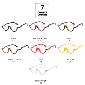 Cat eye semi-rimless frames in seven stylish colors with metallic temple accents