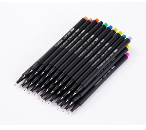 Detailed close-up of 0.4mm tip fineliner color pens in a vibrant multi-color drawing set