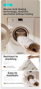 Detail of floral bath mat showing machine washable fabric and durable non-shedding texture