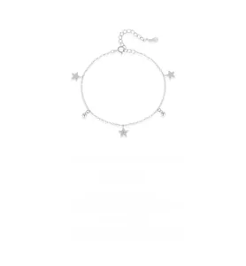 Dettaglio della catena in argento sterling S925 con ciondoli a stella e perline