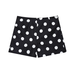 Polka Dot High Waist Wide Leg Shorts Women Casual Sweet Retro Style Polyester Bottoms With Side Invisible Zipper