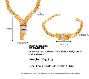 Detail view of gold titanium steel honeycomb necklace with cubic zirconia pavé setting