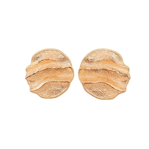 18k gold plated irregular wavy round stud earrings with a minimalist textured surface
