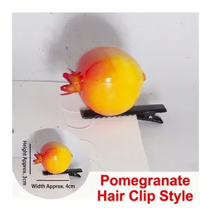 Creative pomegranate fruit hair clip with 3cm height and 4cm width dimensions
