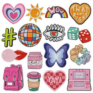 Cartoon Embroidery Patches DIY Iron On Sew On Decorative Colorful Shapes Fabric Badges For Clothes Bags Jackets Kids