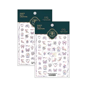 Cartoon ultra-thin nail art stickers TS-2960 with colorful floral and rainbow patterns