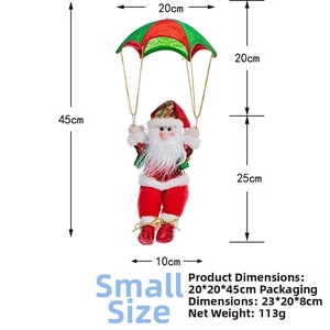 Hanging parachute Santa Claus decoration with dimensions 20x20x45cm for festive ornament