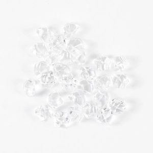 Stack of transparent acrylic crushed ice cubes for food photography and vase fillers