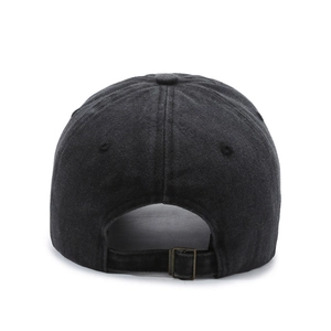 Vintage washed grey cotton baseball cap with adjustable metal buckle back view