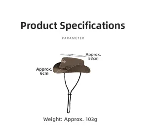 Détail d'un chapeau de soleil marron avec œillets métalliques et cordon ajustable