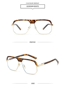Front and side views of vintage leopard print sunglasses with gold metal frames