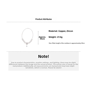 Detailed view of zircon flower pendant necklace with size and weight parameters
