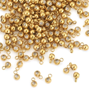 Gold stainless steel stopper beads with silicone inserts for jewelry making