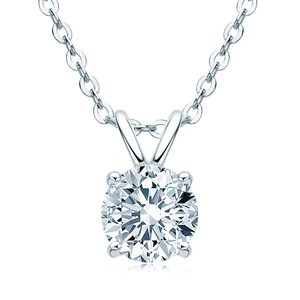 Classic 1-carat moissanite necklace in S925 sterling silver with four-prong setting