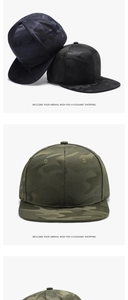 Detail of breathable camouflage mesh fabric on street style flat brim baseball caps