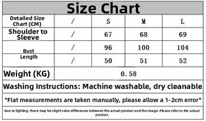 Detailed size chart for women's short knitted cardigan showing measurements in centimeters