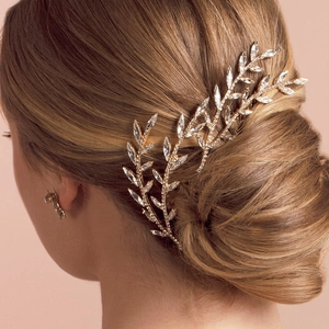Bridal Hair Comb Rhinestone Crystal Leaf Branch Headpiece Elegant Wedding Banquet Hair Accessories For Women Jewelry