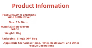 Detailed specifications showing the size and material of the Christmas wine bottle cover