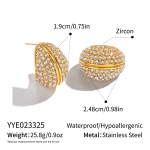 Detailed size specifications for gold stainless steel rhinestone geometric hoop earrings