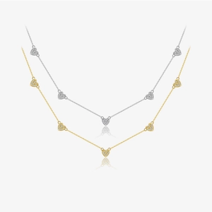 925 Sterling Silver Heart Necklace For Women Zirconia Inlaid Minimalist Love Pendant Clavicle Chain Gold Platinum Plated