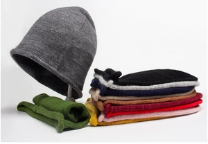 Close-up of knit beanie color palette showing multiple textures and vibrant yarn colors