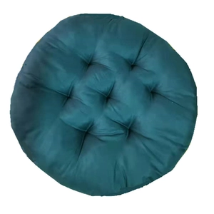 Thick peacock green velvet round chair cushion with tufted nine-point quilting design