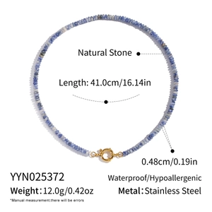 Detail specifications of natural stone beaded necklace with stainless steel clasp details