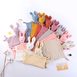 Doudou Bébé Coton Mousseline Gaze Serviette Confort Doux Respirant Lapin Étoile Lune Forme Animale Jouet Sommeil Enfant