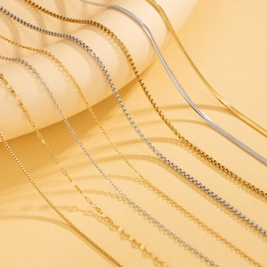 Polished gold and silver stainless steel snake and box chains necklace selection