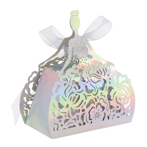 Laser Cut Hollow Princess Wedding Candy Box Artificial Pearl Paper Favor Gift Case With Ribbon Bow Party Decor