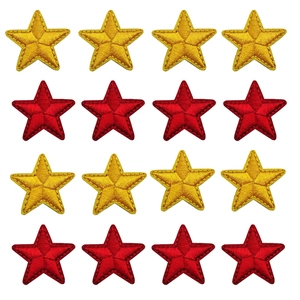 Set of yellow and red embroidered star patches with premium stitching on white background