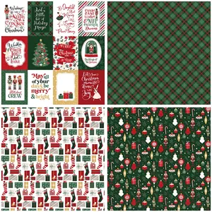 Vintage Nutcracker Christmas decorative paper set with plaid and festive holiday patterns