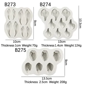 Silicone tulip petal and leaf molds for DIY cake decoration in three different sizes