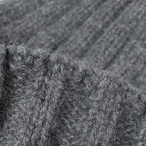 Thickened dark grey knit beanie for women with textured wool finish for winter warmth