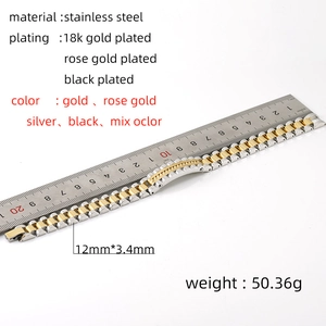 Classic 18K gold and rose gold stainless steel watch band bracelet with measurement scale
