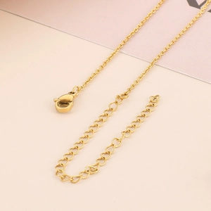 Minimalist gold stainless steel necklace with interlocking circles and lobster clasp chain