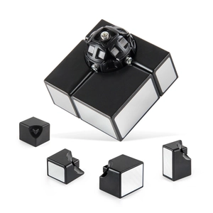 Internal structure of 2x2 mirror cube showing core mechanism and silver brushed stickers