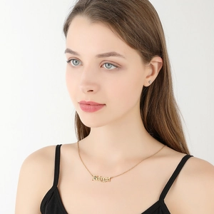 Gold-plated stainless steel necklace featuring a Babygirl nameplate pendant for women