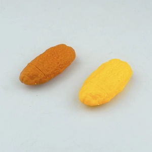 Novelty peanut shaped decompression pens in orange and yellow with realistic textures