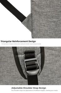 Detail of backpack showing reinforced triangular stitching and adjustable shoulder straps