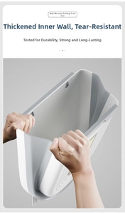 Close-up showing the thickened inner wall and durable material of the folding kitchen bin