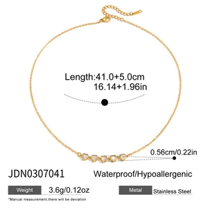Detail of 18K gold-plated heart necklace showing dimensions and zircon pendant size
