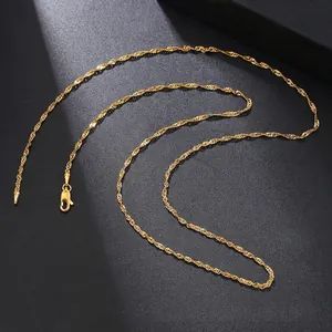 Close-up of gold-plated stainless steel water wave chain with a secure lobster clasp