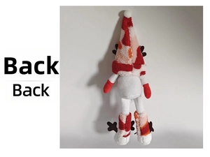 Detailed back view of Christmas reindeer gnome doll with festive plush fabric and antlers