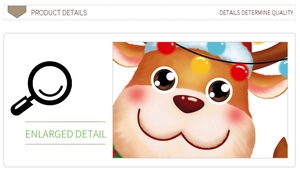 Close-up of cute Christmas reindeer decal with colorful holiday lights decoration