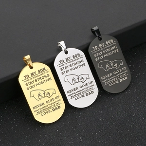 Trois colliers plaques d'identité en acier inoxydable gravé en or, argent et noir