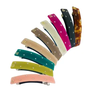 Fermagli per Capelli in Acetato con Strass per Donna Vintage Rettangolare Francese Barretta Lettera D Decoro Elegante Clip a Molla
