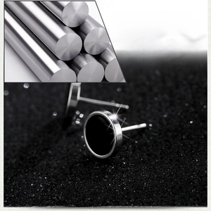 Minimalist black stainless steel barbell stud earrings for men with professional matte finish