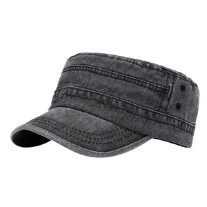 Casquette cadet vintage délavée pour hommes en gris anthracite avec œillets métalliques